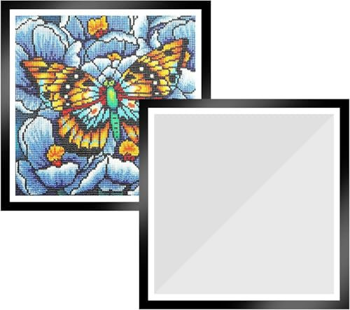 STOUCLA Paquet de 2 cadres de peinture diamant, cadre photo de peinture diamant 30 x 30 cm, cadre magnétique noir, pour la décoration murale de la maison