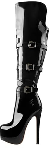 VERISSON Bottes à talons hauts pour femme - Bottes hautes - Bottes hautes - Bottes hautes - Bottes à talons aiguilles