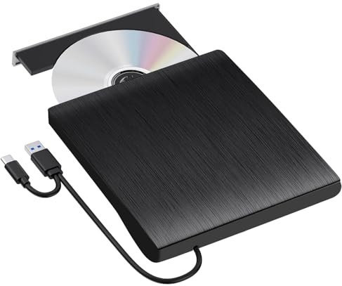 XIAOXIN Lettore Masterizzatore Unità Esterna USB 3.0&Type C Lettore CD/DVD -/+RW per PC Portatile,Laptop,Desktop per Windows 11/10/8.1/7/XP/Vista/Linux/MacOS