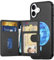 SHIELDON Wallet Case for iPhone 16 Plus 6.7, Genuine Leather Slim Detachable Magnetic RFID Blocking 6 Card Slots, Wireless Charging Protective Phone Case Compatible with iPhone 16 Plus - Nappa Black