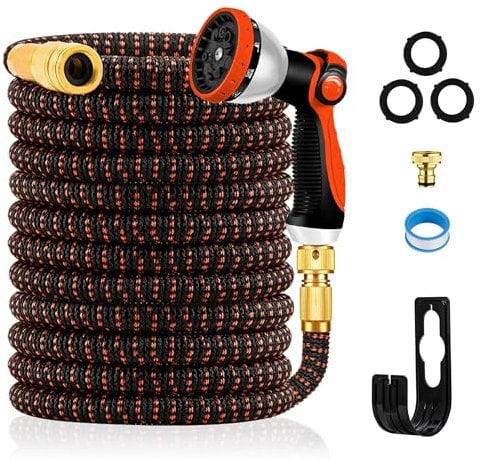 Yofidra Manguera Jardin - Manguera Extensible 3 veces, con 10 Boquillas de Patrón, Conector de Pulverización, Núcleo de Látex de 3 Capas, Garden Hose para Riego de Jardin y Limpieza 7,5 Metros