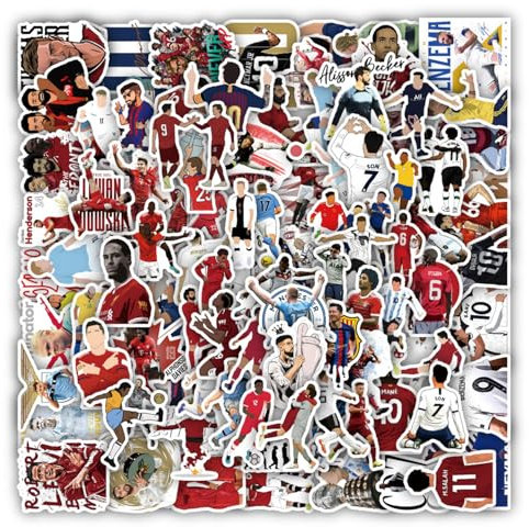 100 PCS Football Star Stickers, Waterproof Stickers for Football Match Fans, Decals for Water Bottle, Laptop, Skateboards, Books