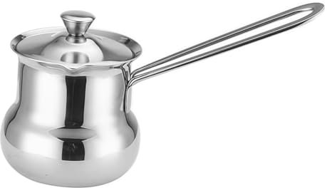 Stainless Steel Turkish Coffee Pot Stovetop Coffee Maker Chai Pot Milk Butter Warmer Pot Chocolate Melting Cup Butter Melter Coffee Heater with Long Handle for Home Restaurant Outdoor (250ml)