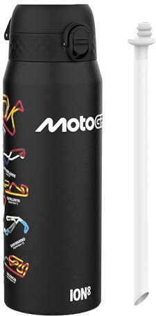 MotoGP Racing x ION8 Bouteille Thermique de Sport avec Paille Amovible, 750ml/24oz, Bouteille Isotherme Anti-fuite, Design Mix