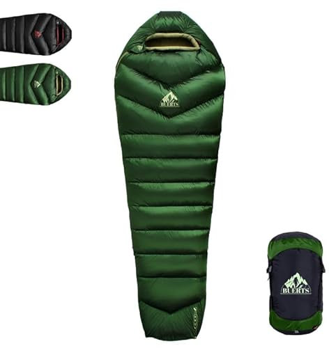 BUERTS Daunen Sommer Schlafsack, 620FP, Schlafsack kleines packmaß, Camping Schlafsack geeignet für Erwachsene und Jugendliche, Wandern, Camping und andere Outdoor Aktivitäten. Mit Kompressionssack