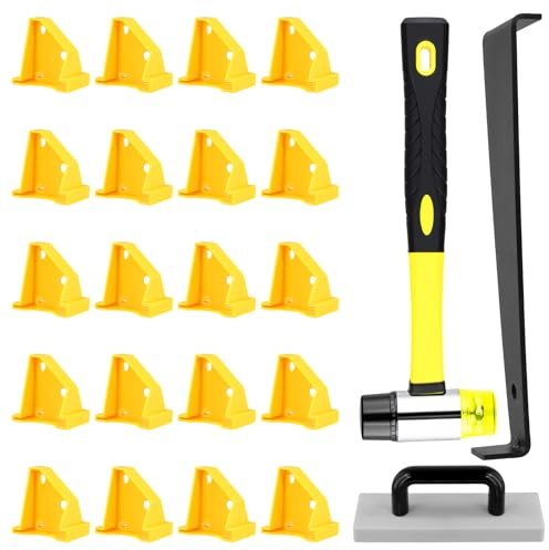 YIXNSW Laminat Verlegeset 23-teilig, Laminatboden Werkzeug Set mit Gummihammer, Zugeisen, Klopfblock mit Griff, 2-in-1 Bodenmatte, Bodenverlegewerkzeug für Klick Vinyl Parkett