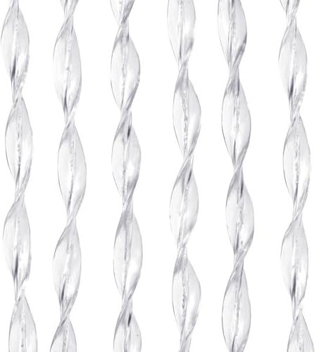 PALUPLUS Tenda a Eliche Antimosche, frange in PVC Estruso, misura 120x230 cm, tenda per porte e finestre, moschiera a pannello, catenelle a caduta, zanzariera per insetti -2102C-4,22 (Trasparente)