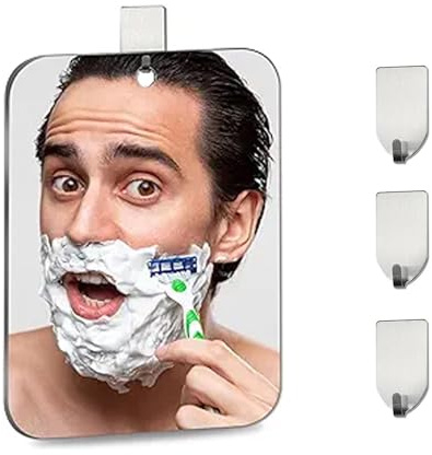 Sikweny Duschspiegel Wasserfest 30CM x 20CM Mit 3 Haken Rasierspiegel Dusche Natürlicher Look für Jungen und Mädchen Shower Mirror Rasur für Augenbrauenkorrektur Make-up und Retuschen