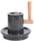 Natural Lapis Lazuli Classical Stone Mill, Grain Tea Grinder, Whole Stone Hand Polished, Solid Wood Handle, Smooth Discharging, for Grinding Nuts, Spices(L)