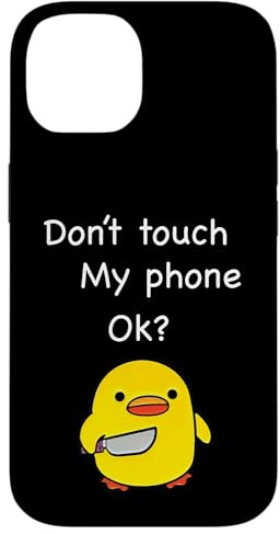 Grappige Schattige Eend Met Mes Meme Don't Touch My Phone Hülle für iPhone 14