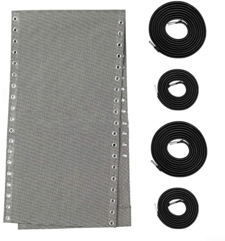 Zilimontt Deckchair Ersatz-Stoffkordel-Set mit 160 x 43 cm Nylontuch und 4 elastischen Seilen für Strandkörbe im Freien, wasserdicht, UV-beständig, DIY-Reparatur-Set (Weiß Grau)