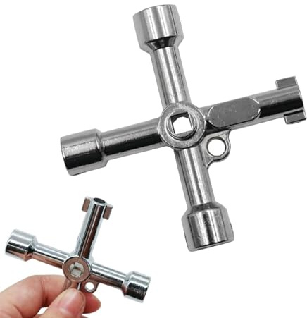4-Way Utility Key Meter Box Key,Rustproof Meter Box Keys,Versatile Gas Meters Boxs Keys,Long Lasting Gas MeterKey,for Quick Access to GasShut Offs,Electric Cupboards,Water Meters Boxes(Silver)