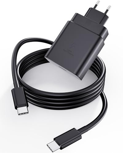 45W Caricabatterie Ultra Rapido per Samsung Galaxy S26/S25/S24/S23/S22/S21 | 45W USB C Caricatore per Samsung Galaxy S25 Ultra/S25+/S24 Ultra/S24+/S20 A56 A55 A36 A16 A17 Note 20 Tab S10 mit 1,8M Cavo