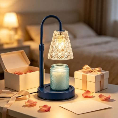 ACED Candle Warmer Lamp with Timer Dimmable, Wax Melt Warmer, Dark Blue | Birthday Gifts for Women Mom, House Warming Gifts New Home Room Decor for Scented Jar, Height Adjustable