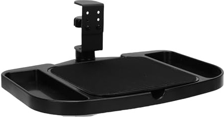 ZASCHMOY Clamp On Mouse Platform - Adjustable Mouse Pad Holder Desk Rotating Tray Rest Extension Attachment - Ergonomic Desk Extender Tray with Multi-Compartment Storage Box
