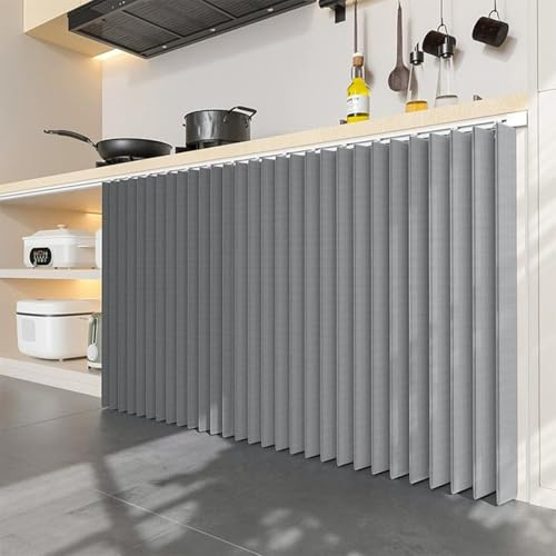 SXYHCK Vorhänge Für Küchenschränke, Staubdichter Schrank Vorhang Für Spülmaschine, Kurzer Regal Vorhang Privatsphäre Gardine Türvorhang(Gray,140x90cm)