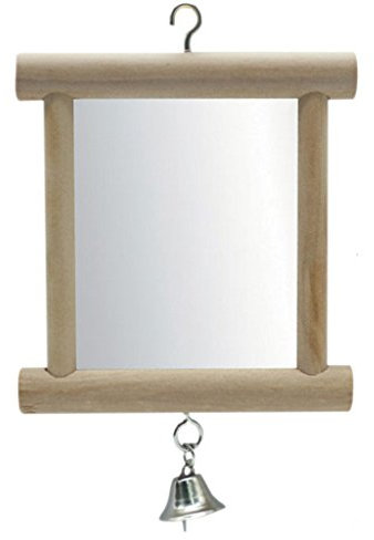 Pet Bird Spiegel mit Bell Interaktives Spielzeug für Papageien für Parrot Aras African Greys Wellensittiche Kakadus Sittiche Nymphensittiche Unzertrennliche Käfig Glocken Spiegel