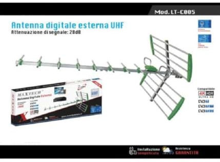 OISE ART STORE Trade Shop - Antenna TV Digitale Terrestre Esterno Uhf 28db Dvbt Televisore Maxtech Lt-c005
