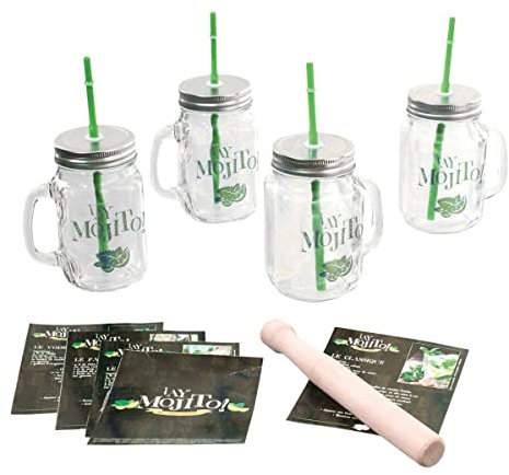 SG Secret de Gourmet COFFRET MOJITO 9 PIECES CHOPPES PAILLES PILON RECETTES COCKTAIL SOIREE