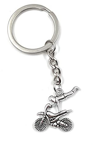 Onwomania - Motorrad Springer Jumper Motocross Schlüsselanhänger - Metall Glücksbringer ideal als Geschenk z.B. für den besten Freund, die beste Freundin, Mama - Für Männer, Frauen & Kinder