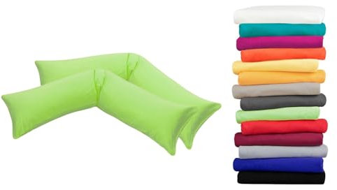 Moon Luxury Linon 2er Pack Kissenbezug für Seitenschläferkissen 40x200 apfelgrün, Kissenhülle 100% Baumwolle