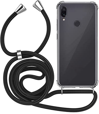 MyGadget Handykette für Xiaomi Redmi Note 7 - [ TPU Hülle mit verstellbaren Band ] - Handyhülle mit Handyband zum Umhängen Kordel Schnur Case Schutzhülle - Schwarz