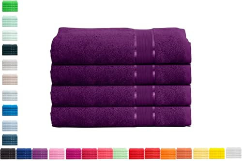 Mixibaby 4er Handtuchset Handtuch Handtücher 50cm x 100cm Frottee 100% Baumwolle 500g/qm, Farbe:Violett