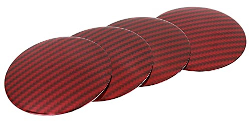 X AUTOHAUX Lot de 4 Cache-moyeux Autocollants en Fibre de Carbone Rouge 65 mm