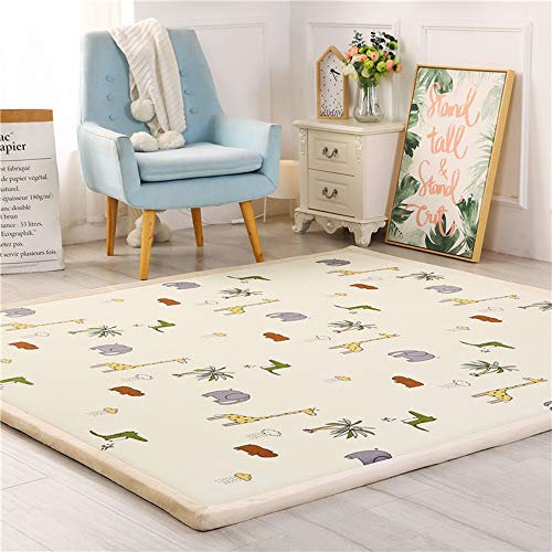 Loartee Kinderteppich Kinderzimmer,Baby Teppich,Korallenrote Samtmatte,als Krabbeldecke fürs Kind, Tier, 150 * 150cm