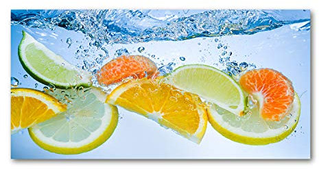 Tulup Crédence de cuisine 100x50cm Dosseret en verre Fond de hotte Verre de sécurité trempé Splashback Guard - Nourriture et boissons - Jaune - Agrumes Sous L'eau