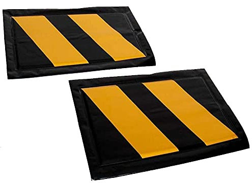 Bakaji Set 2 Pannelli Adesivi Antiurto Morbidi a Strisce Nero Giallo per Pareti Garage e Box Auto Protezione Anti Urto Porte Paraurti Macchina Dimensione 40 x 27 cm