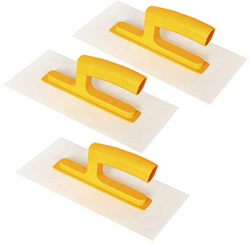 Proper Tools Finishing Plastic Trowel - 3 PCS of 140x280mm -Thickness 3mm - for Smoothing Texturing Rendering Plastering - Plastic Handle - DIY - TLTY-S075