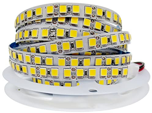 Tesfish Tiras de luz LED 12V, Blanco Natural 4000K 5M Tiras 5054 IP20 120 LEDs/M 600 LEDs en Total Súper Brillante Tiras de Luces para Dormitorio, Decoración de Cocina
