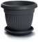 IMJ-Global Vaso con Sottovaso per piante Fiori DCE25-POD21 TERRA Tondo Ø25cm da interno esterno Nero 5 Litri Ø25x19,5 cm design Classico Fioriera in plastica da balcone Grigio Antracite