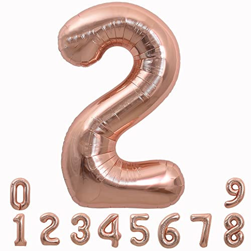 TONIFUL 40 Inch Rose Gold Large Numbers Balloons 0-9, 2 Digit Helium Foil Mylar for Birthday Party Anniversary Supplies Decoration