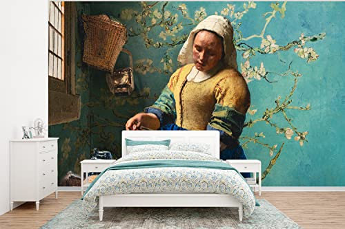 Tapete Fototapete Tapeten Wanddeko 295x220 cm Milchmädchen - Mandelblüte - Van Gogh - Vermeer