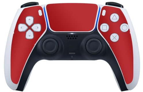 DeinDesign Skin kompatibel mit Sony Playstation 5 Controller PS5 Folie Sticker Rot einfarbig Farbe