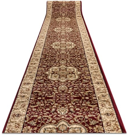 rugsx Läufer Heat-Set ROYAL AGY 0521 Teppichläufer für Esszimmer, Küche, Flur weinrot 80x300 cm