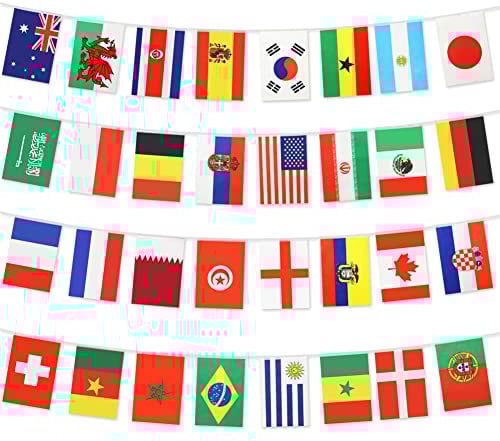 European Football Championship Bunting Flags,World Cup Bunting Flags, 32 Countries Participating Teams Tournament Flag Bunting for Garden, Bar, Restaurant, Party Decoration