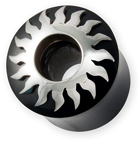Fly Style Piercing Ohr Tunnel Plug Horn und 925 Silber - Ohr Piercings - Tribal Sonne Horn Tunnel, Grösse:8 mm (Paar)