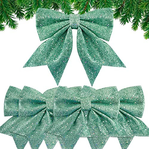 BHGT 5pcs Lazos Navidad Grandes Verde para Árbol de Navidad Colgantes Adornos Navideños Decoración Regalos Casa 24cm