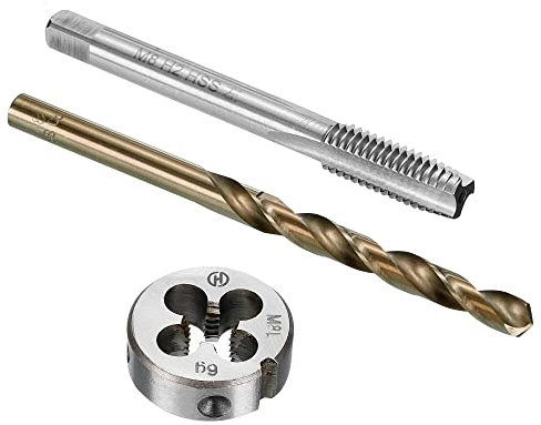 sourcing map Gewindebohrer und Matrize und Bohrer Satz M8 x 1.25 Linksgewinde Fräser und Rundmatrize 6,8 mm Kobalt Schnellarbeitsstahl Spiralbohrer
