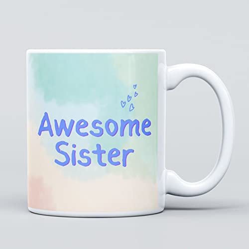 Panther Print Awesome Sister Large Heavy Duty Ceramic Novelty Funny Coffee Mug, Cup for Women, Girls & Females – Gift for Birthday, Leaving, Christmas, Congratulations