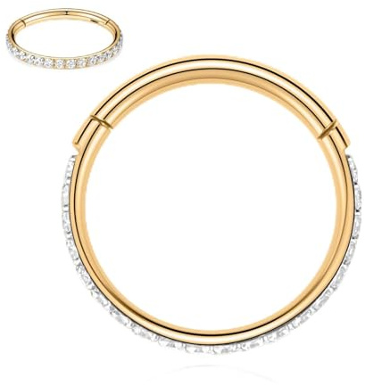 AROWRO Conch Piercing Helix Piercings Nasenpiercing Ring Septum Piercing Daith Piercing Rook Piercing Tragus Piercing Chirurgenstahl Zirkonia Hoop 16g 14mm Gold