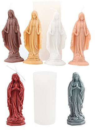 Xidmold 2 Stück Heilige Maria Silikonform Kerzengießform, 3D Madonna Maria Mutter Gottes Epoxidharz Formen Gießform, Handgemachte Aroma Kerzenform, Kerze Form Für Kerzen Machen, Statue, Ornamente
