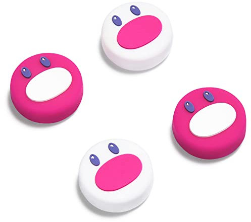 Funda Joystick Grip Cover Caps Analógico de Silicona para Switch/OLED/Lite, Agarres para el Pulgar, Protector Lindo Joystick Tapones, 4PCS - Rosa Blanco