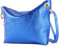 modamoda de - T243 - ital. Umhängetasche Klein Small aus Leder, Farbe:Blau-Metallic