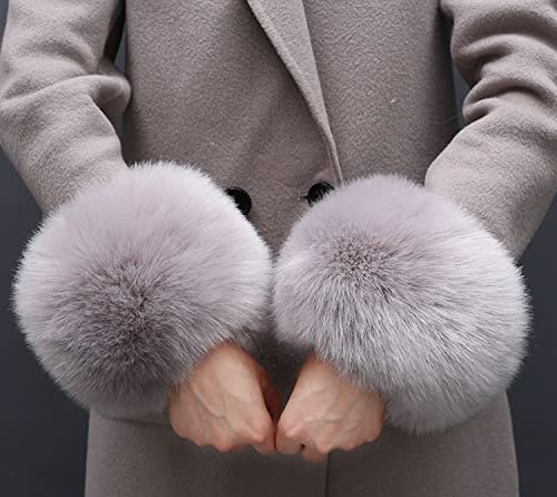 LUMoony Fell Manschetten Frauen Mädchen Herbst Winter Fell Pelz Armstulpen Stulpen Manschetten 1 Paar Kunstfell Handschuhe Ärmel Manschette Bekleidungszubehör Armstulpen Fell Stulpen Handschuhe
