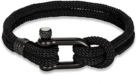 ZENSE - Pulsera náutica de hombre negra de cuerda trenzada ZB0370
