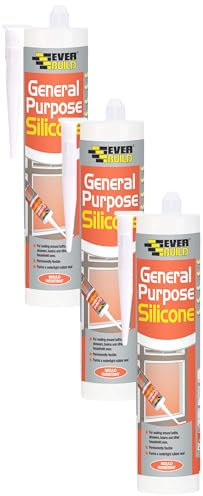 Everbuild General Purpose Silicone Sealant, White, 280 ml (Pack of 3)